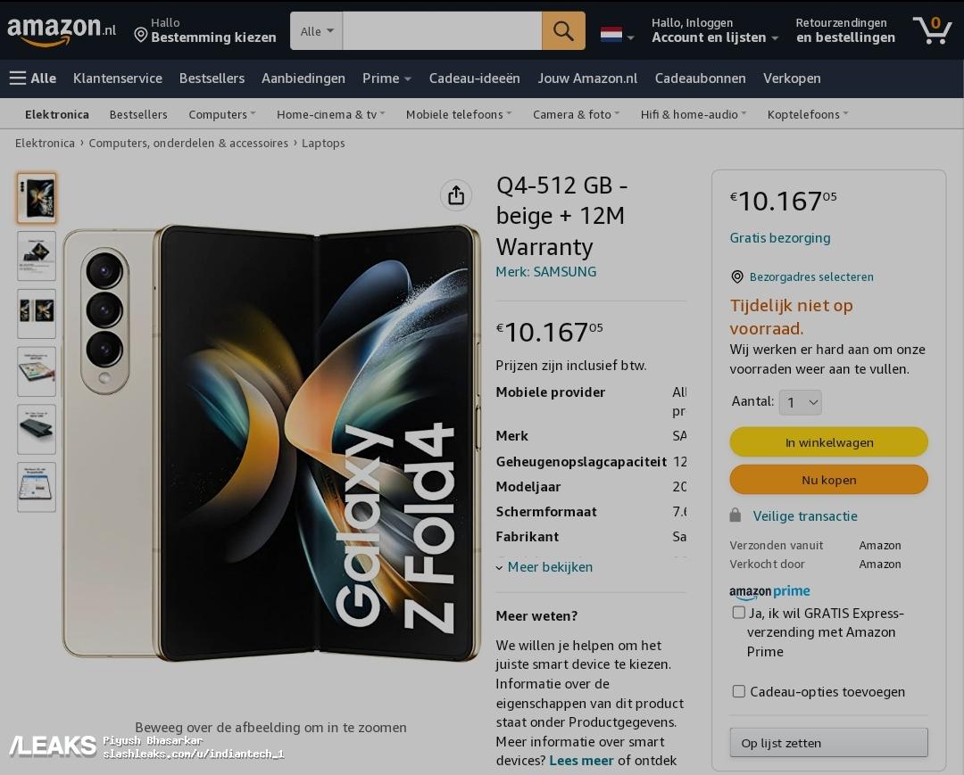 Agressief Pijlpunt Jurassic Park Samsung Galaxy Z Fold4 Amazon listing reviled the official imeges and  pricing in Nederland. - SLASHLEAKS