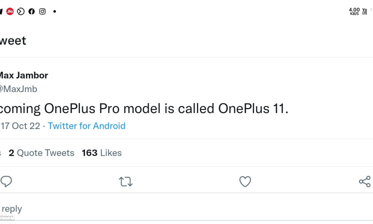 According to @MaxJmb, Upcoming OnePlus 11 Pro will launch as a OnePlus 11.