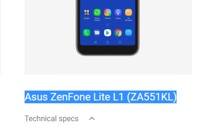 Asus ZenFone Lite L1 (ZA551KL) Image & Specs Leak
