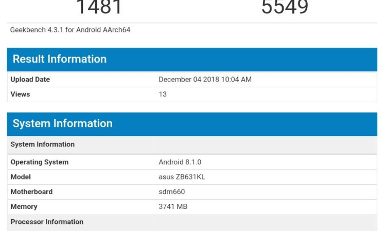 ASUS ZenFone Max Pro M2 Spotted on Geekbench with Snapdragon 660