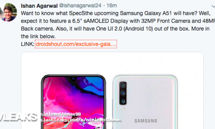 Galaxy A51 Specs Leaked