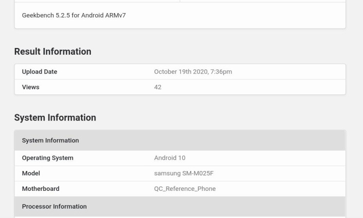 Galaxy M02 gets benchmarked with Snapdragon 450 and 3GB RAM