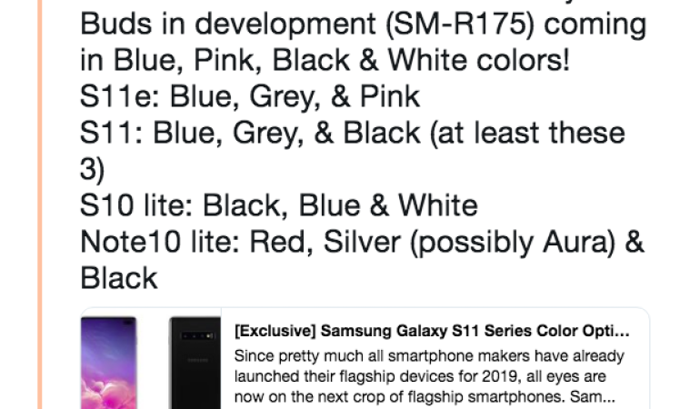Galaxy S11 Series, S10 Lite, Note 10 Lite, New Galaxy Buds Color Options Leaked