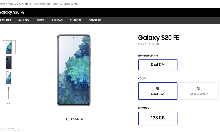 Galaxy S20 FE moniker and design confirmed by Samsung Philippines website