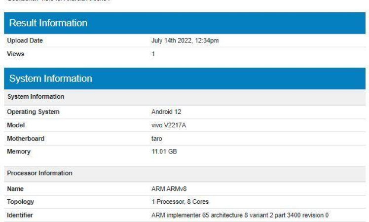 iQOO 10 (V2217A) with Snapdragon 8+ Gen 1, 12GB RAM Spotted on Geekbench