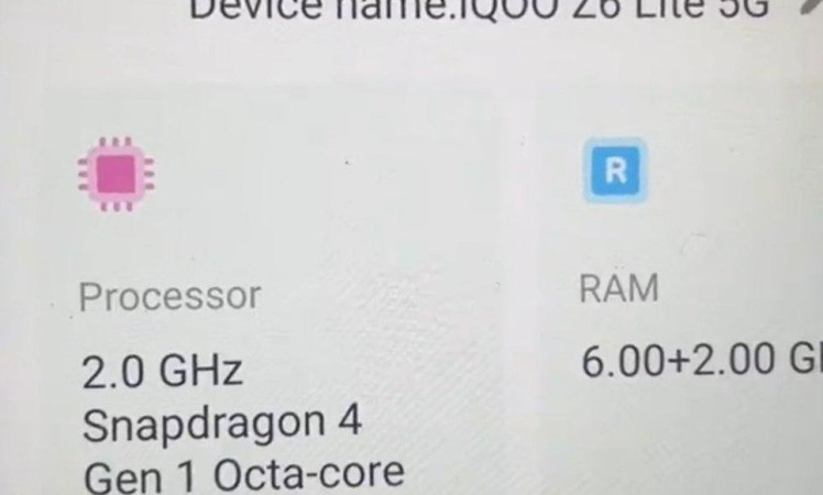 iQOO Z6 lite 5G specifications leaked by @yabhishekhd