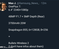 More specs of oneplus 7/pro revealed by Max J.