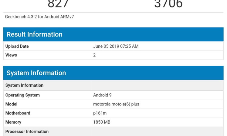 Moto E6 Plus spotted on geekbench with Helio P22 SoC & 2GB RAM
