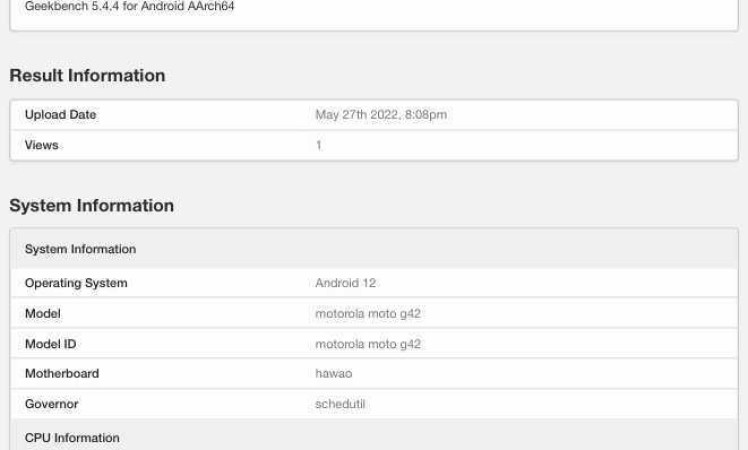 Moto G42 with Snapdragon 680 SoC, Android 12 Listed on Geekbench