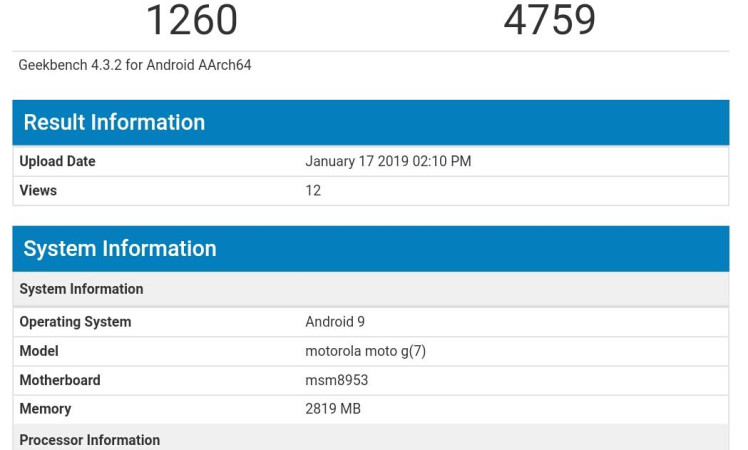 Moto g7 surfaces on Geekbench With Snapdragon 660 SoC & 3GB RAM