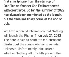 Nothing Phone (1) is scheduled to launch on July 21, 2022