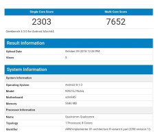 Nubia x (z18s) spotted on geekbench