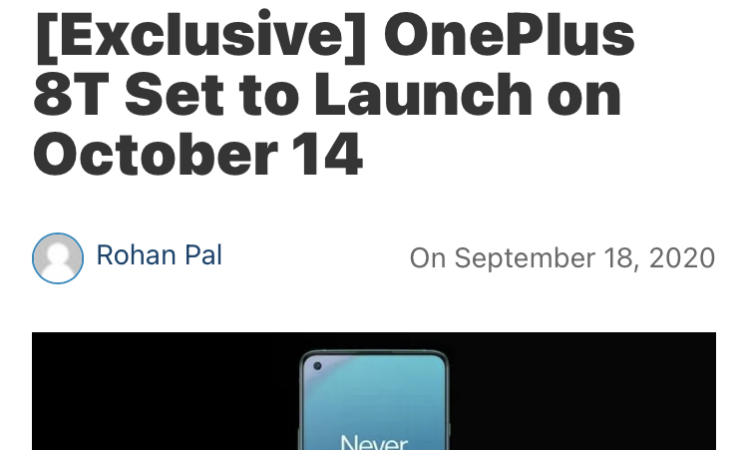 OnePlus 8T Launch date