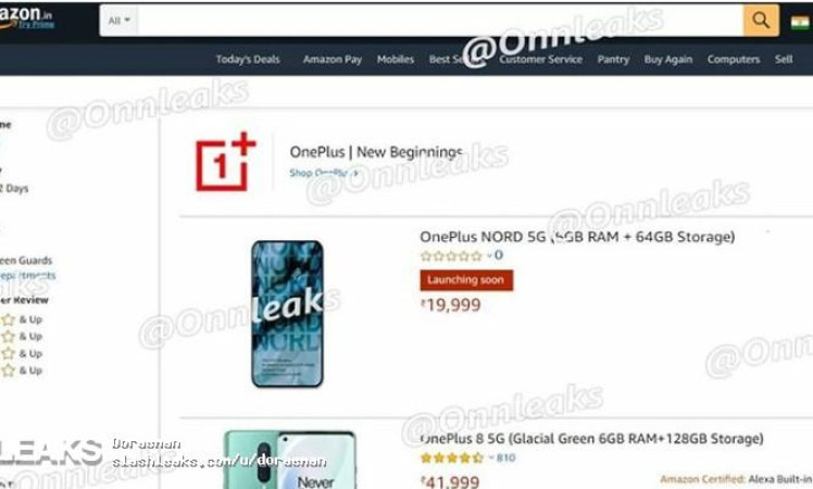 Oneplus nord listed on amazon