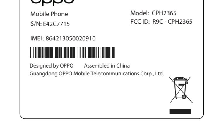 OPPO CPH2365 label leaks in FCC