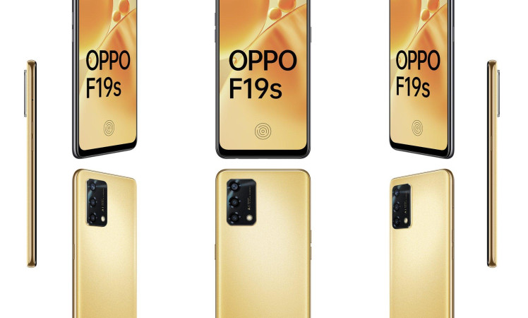 OPPO F19s high res. press renders from all angles in Gold & Black colors by @Sudhanshu1414