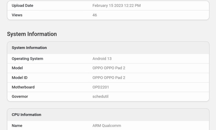 Oppo Pad 2 listed on Geekbench 5 & 6.