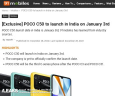 POCO C50 tipped to launch on 3rd January 2023 in india.