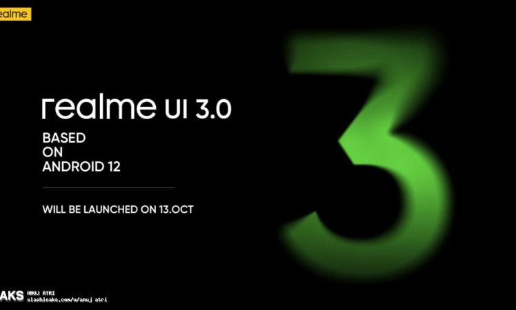 Realme UI 3 Based on Android 12 Launching on 13Th October