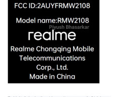 Realme Watch 3 (RMW2108) with 340 mAh Battery Spotted on FCC;