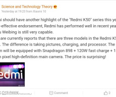Redmi K50, K50 Pro & K50 Pro+ specifications Reviled by tipster on webio