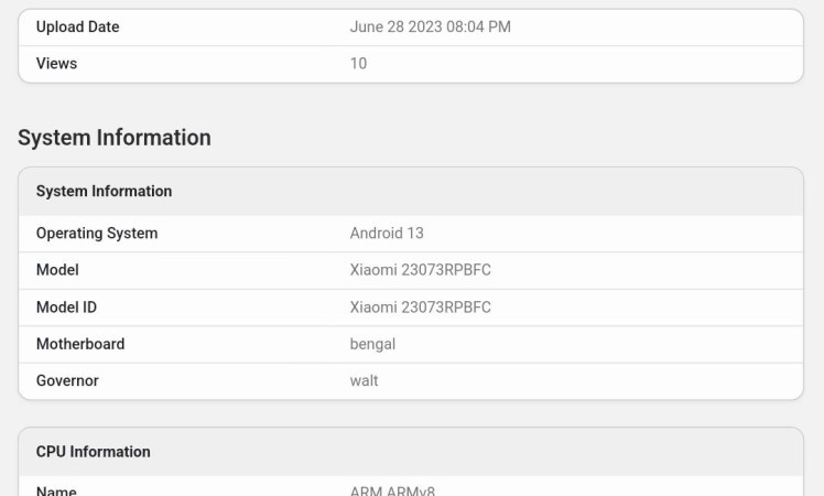 Redmi Pad (23073RPBFC) specifications leaked through Geekbench listing.