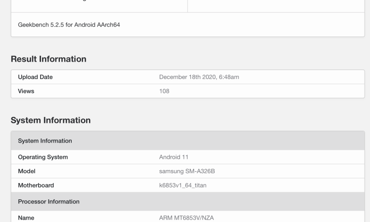 Samsung Galaxy A32 5G spotted on Geekbench with 4GB RAM