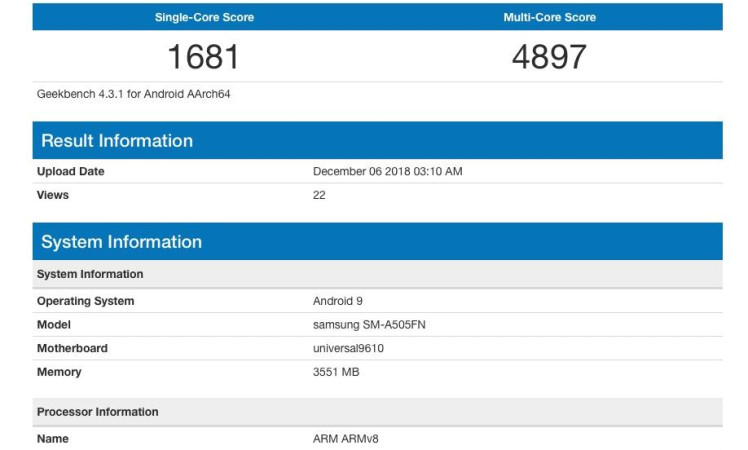 Samsung Galaxy A50 gets benchmarked with Exynos 9610 and 4GB RAM