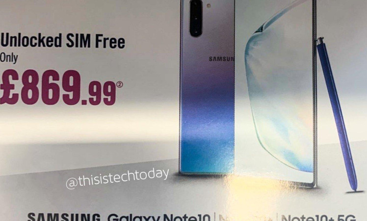 Samsung Galaxy Note 10 Price UK Leaked
