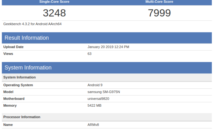 Samsung Galaxy S10+ gets benchmarked with Exynos 9820