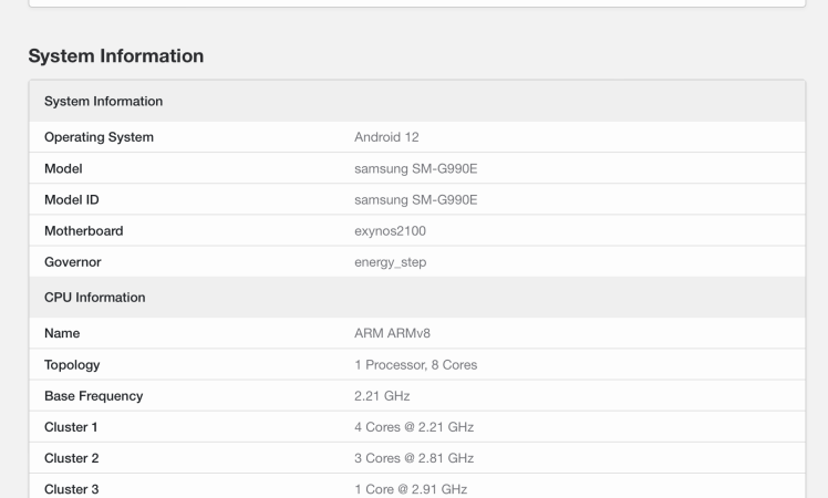 Samsung Galaxy S21 FE spotted on Geekbench with Exynos 2100 CPU and 8GB RAM