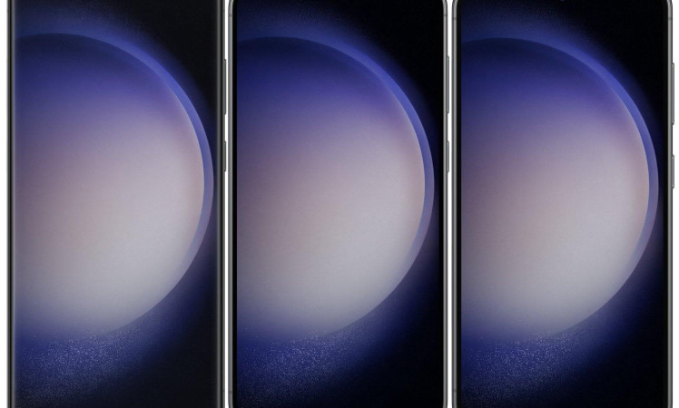Samsung Galaxy S23, S23 Plus and S23 Ultra renders showing display leaked by @Evleaks