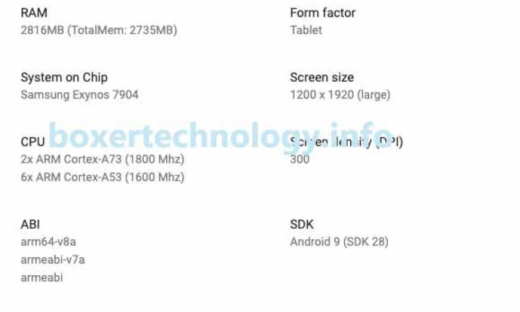 Samsung Galaxy Tab A (8.4″ 2020) Key specs leaked through Google play console