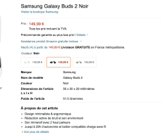 So the Samsung Galaxy Buds 2 listed on Amazon France website listed price: €167.90(~₹14,600)