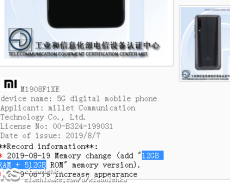 Xiaomi M1908F1XE (Mi 9 5G) 12+512GB TENAA