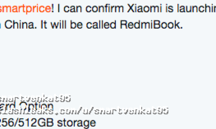 Xiaomi RedmiBook Specs Leaked