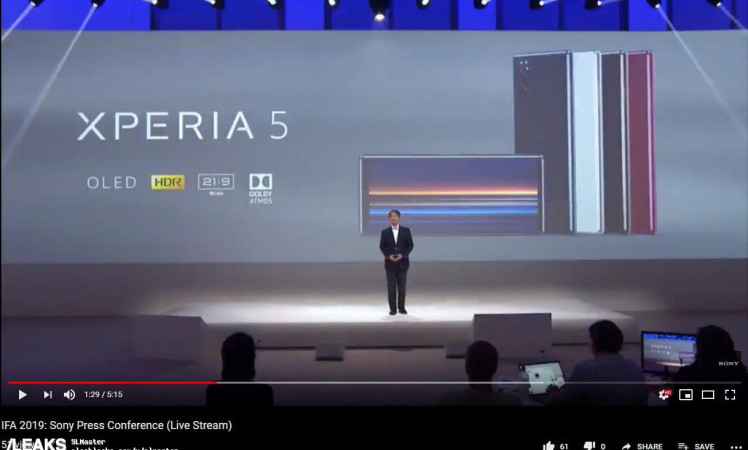 Xperia 5 confirmed through IFA live stream testing video